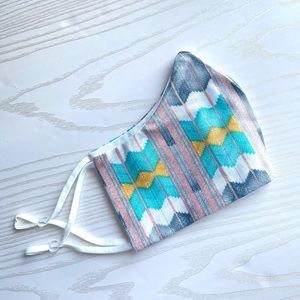 Glitter Pink & Turquoise Aztec Print Adjustable Mask, Light Weight Masks